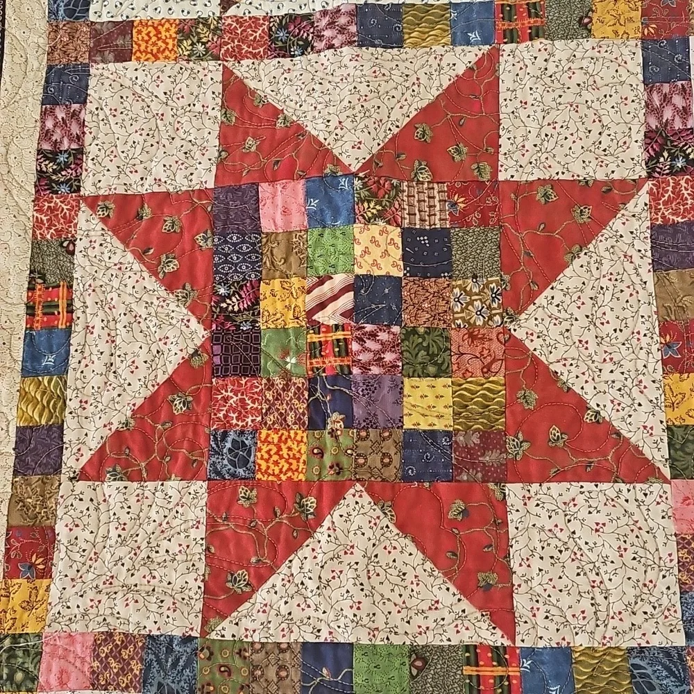 Handmade Multicolor Star Patchwork Quilt - Home Bedding